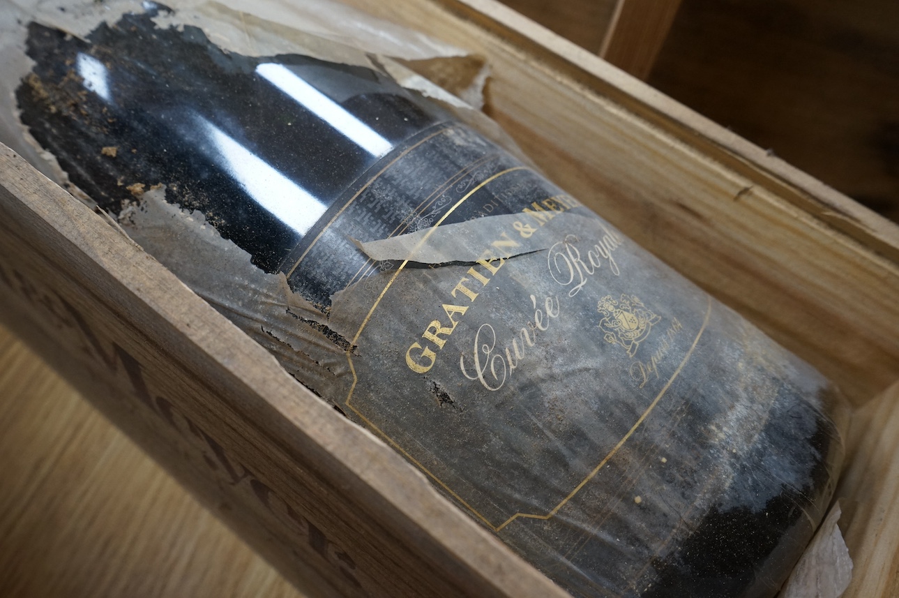 Two bottles of Gratien & Meyer Saumur Cuvee Royale Jeroboam, (O.W.C) Condition - fair, from a local private cellar